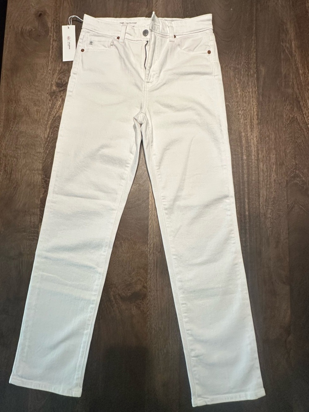 Ag Adriano Goldschmied White Sage High Rise Straight Leg Jeans Size 27
